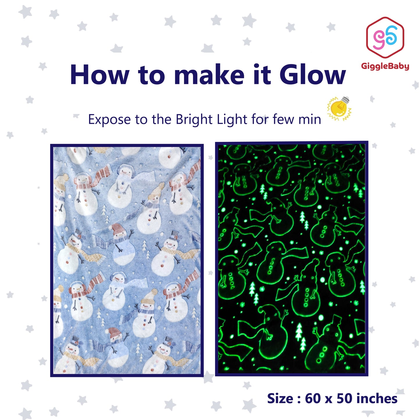 GiggleBaby Snuggly Glow Blanket (Winter Snowman)